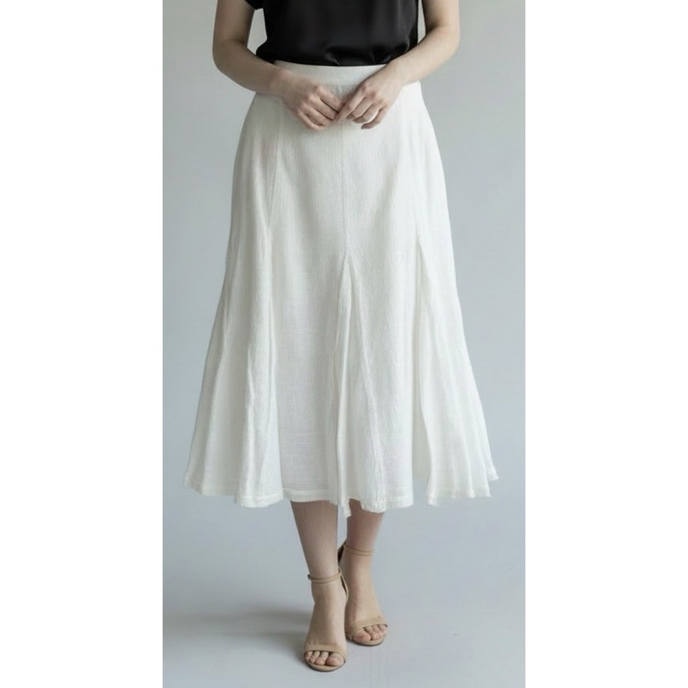 NWT Ralph Lauren White Cotton Panelled Flared Midi Skirt Sz 8 Cottagecore Luxury